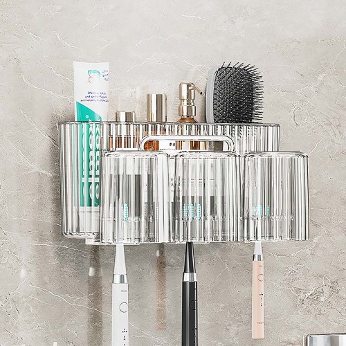 Hot SaleFree-Punching Toothbrush Holder With Mouthwash Cup