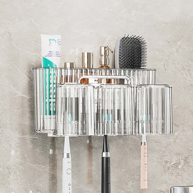 Hot SaleFree-Punching Toothbrush Holder With Mouthwash Cup