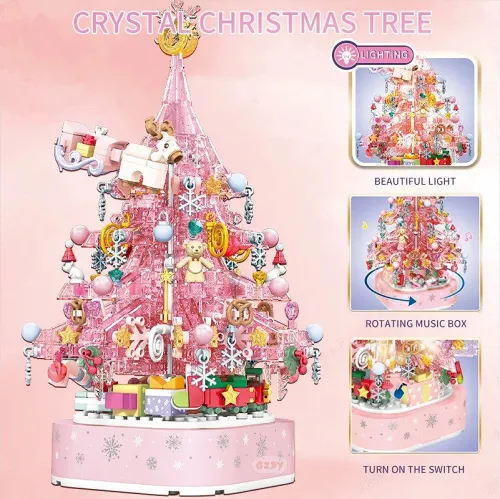 Pink Christmas Tree Building Block Set