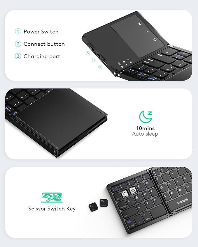 Multi-Device Foldable Bluetooth Keyboard