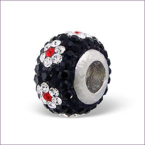 Crystal Flower Silver Charm Beads