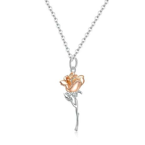 Silver Rose Pendant Necklace