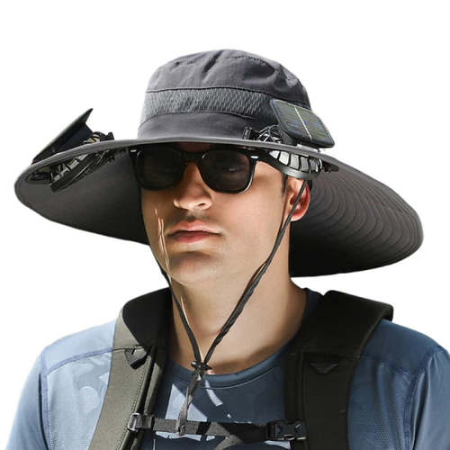Outdoor Fishing Hat with Solar Fan Sun