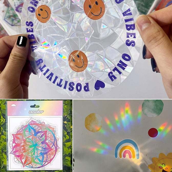 Adsorption Rainbow Glass Window StickersRainbowFlowersCute AnimalsButterflies