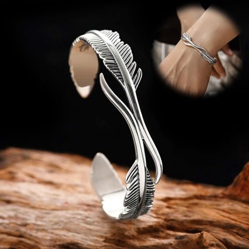 Tibetan Silver Feather Cuff Bracelet