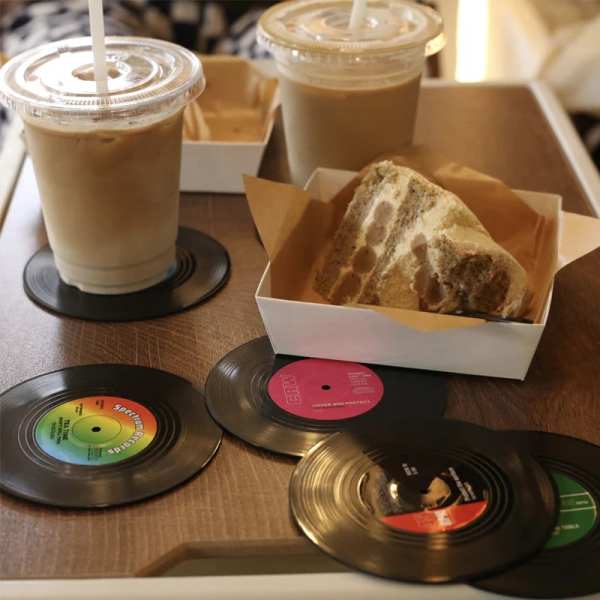 Last Day Promotion 70% OFF-Vinyl Record Coasters with Retro Vinyl Player Holder