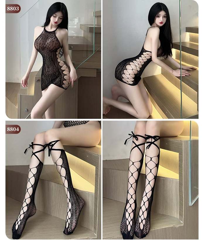 Transparent mesh one-piece sexy underwear