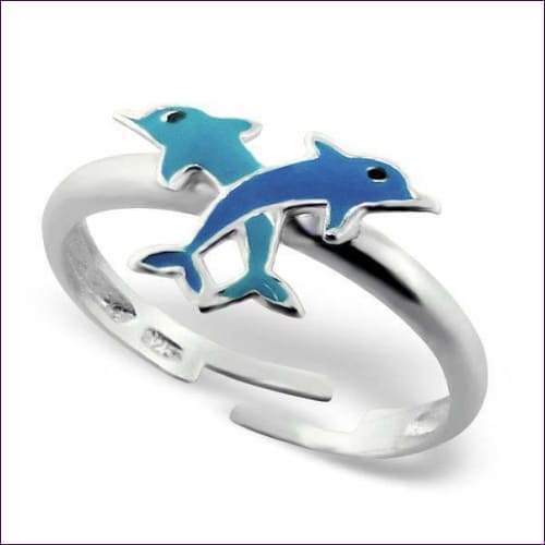 Blue Dolphins Silver Ring