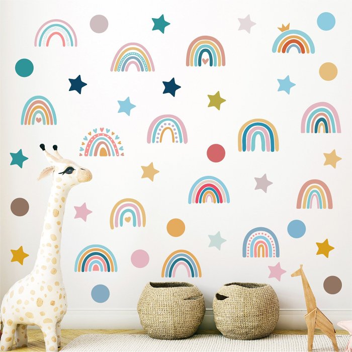 Adsorption Rainbow Glass Window StickersRainbowFlowersCute AnimalsButterflies