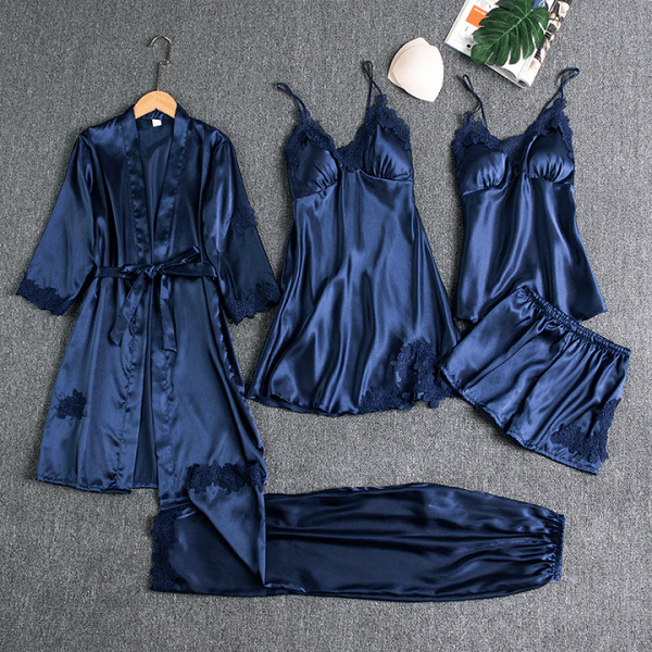 Blushy Silk 5 Piece Pajama Set(Buy 2 Free Shipping)