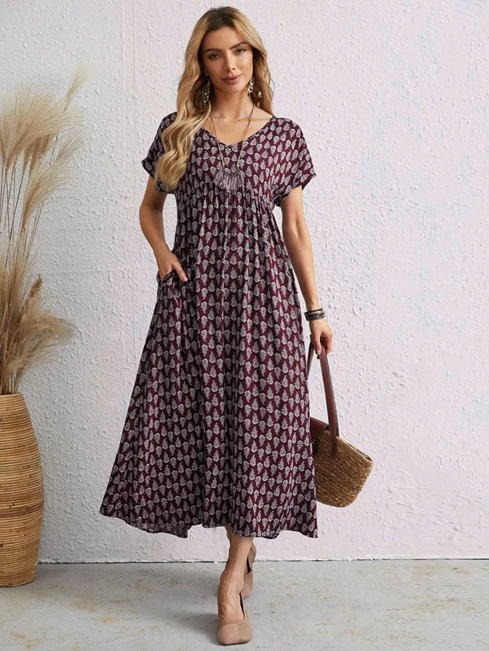 2023 NEW Vintage Comfortable Cotton Linen V-neck dress