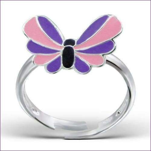 Multicolour Butterfly Silver Ring