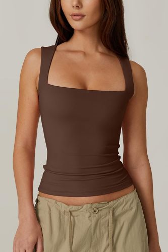 Women's Square Neck Sleeveless Double-Layer Tank Tops