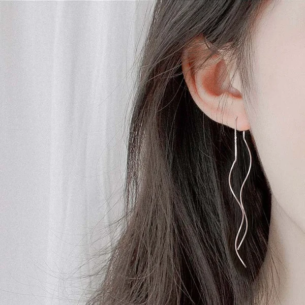 Double Wave Threader Earrings