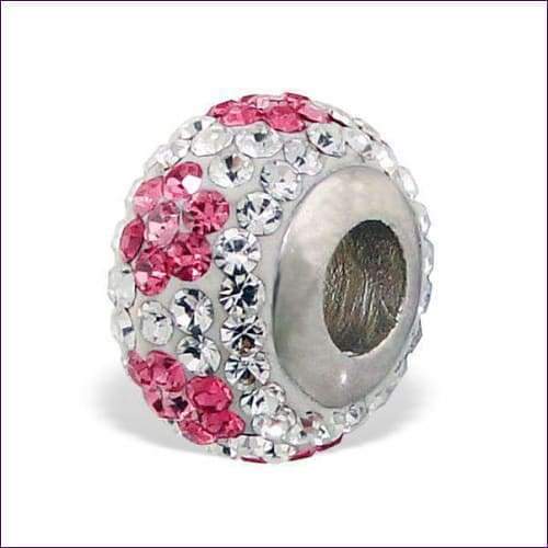 Crystal Flower Silver Charm Beads