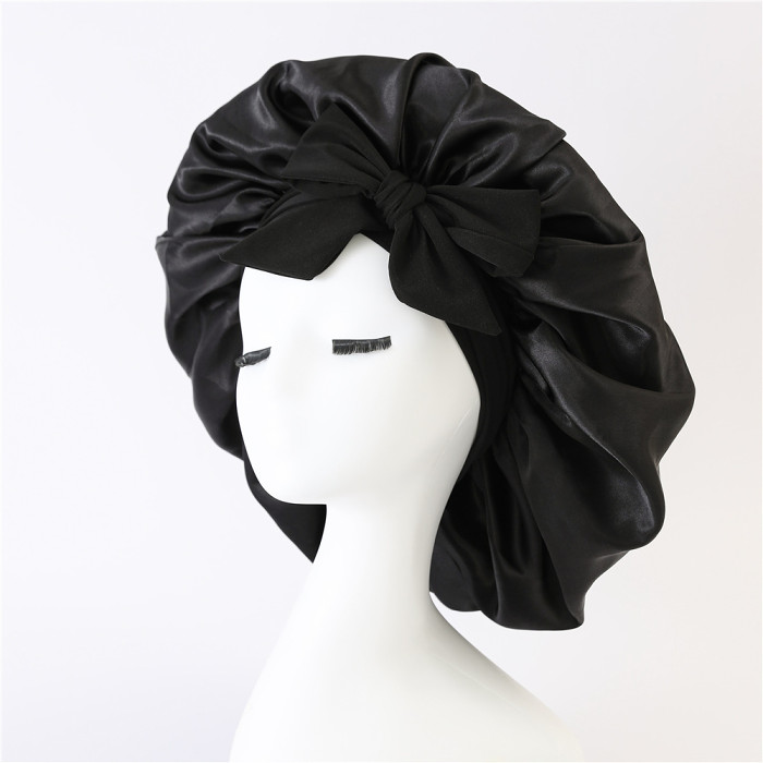 Bow-Knot Satin Anti-Drop Sleep Cap