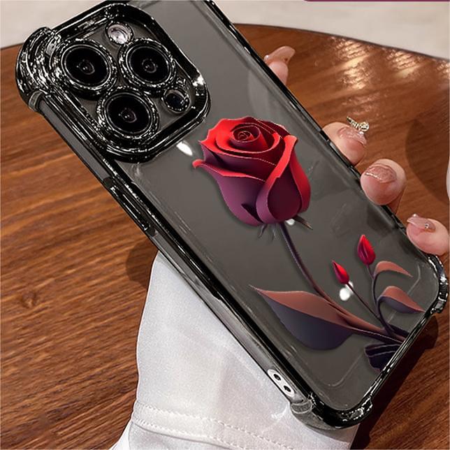Electroplated Rose Pattern Mobile Phone Case