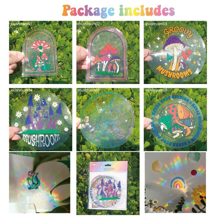 Adsorption Rainbow Glass Window StickersRainbowFlowersCute AnimalsButterflies