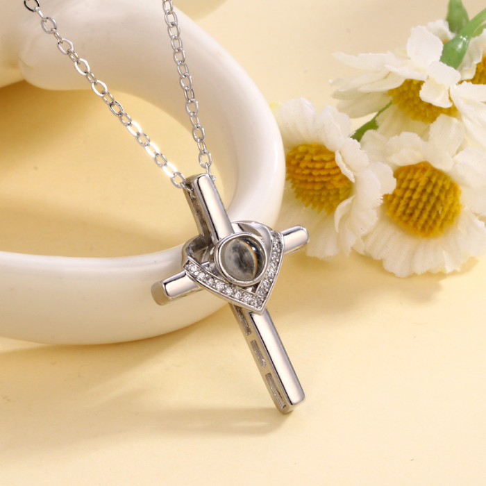 Projection Cross Necklace for Women - Religious Christian Jewelry for Baptism &