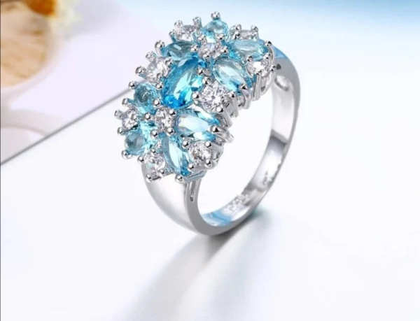 Luxury 925 Silver Rings - Sparkling CZ Crystal Engagement Ring