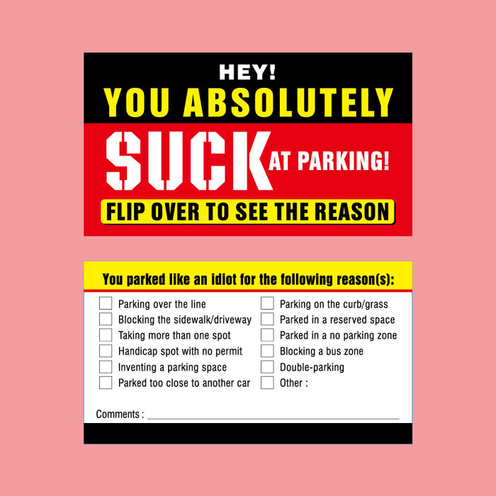 Pack of 50 - PRIVATE PARKING VIOLATION WARNING CARDS