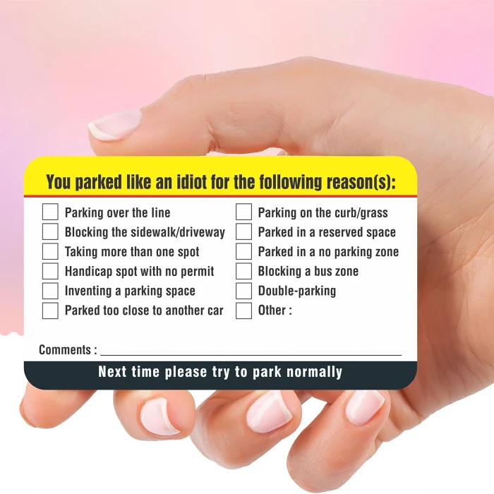 Pack of 50 - PRIVATE PARKING VIOLATION WARNING CARDS