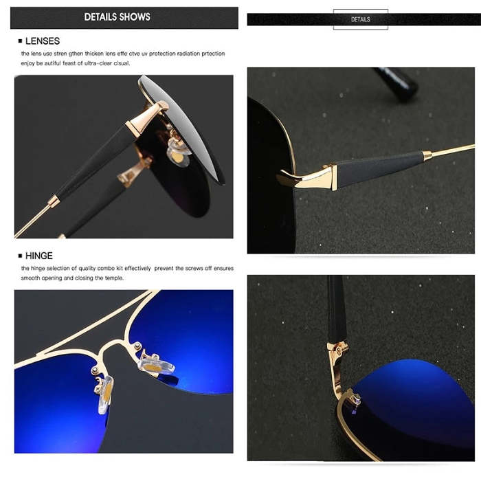 FENCHI Rimless Polarized Pilot Sunglasses UV400