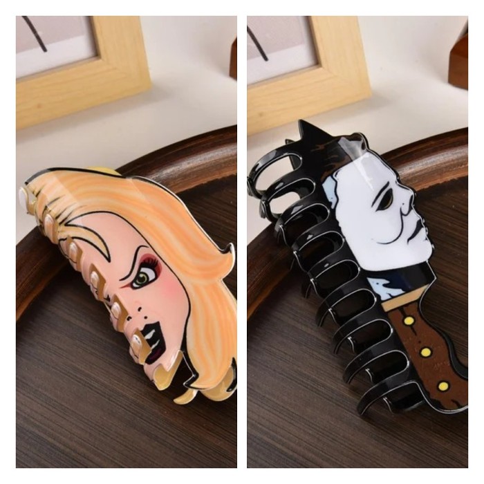 Scary Movie Themed Ghostly Faces Hair Clips