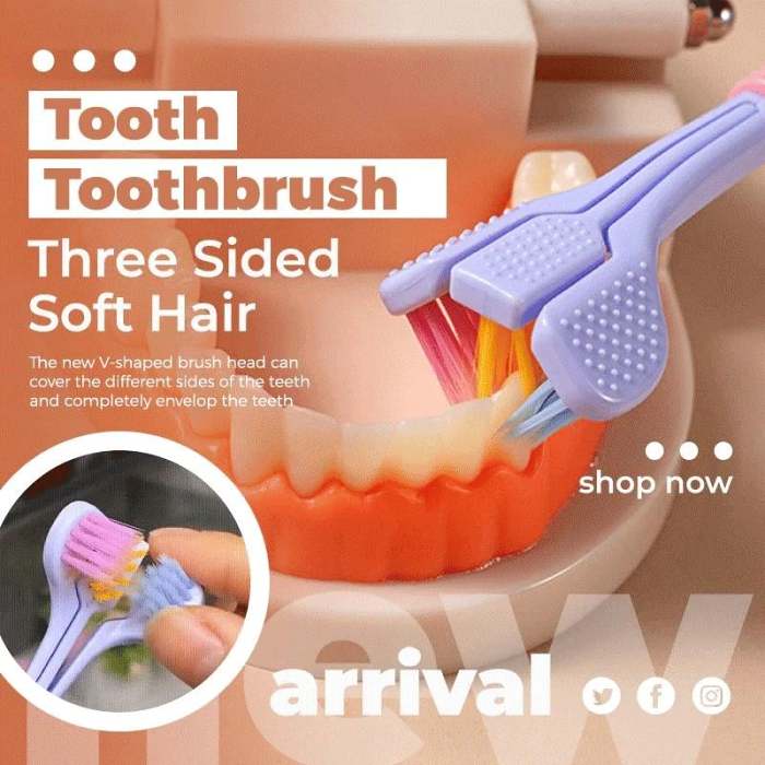 Three-sided Soft Hair Toothbrush