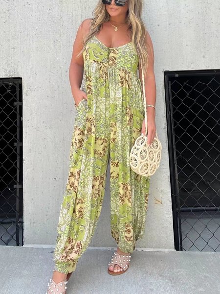 Cooper Patchwork Print Loose Jumpsuit