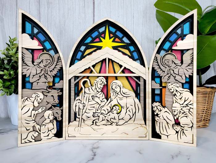Handcrafted Wooden Nativity Scene Figurine
