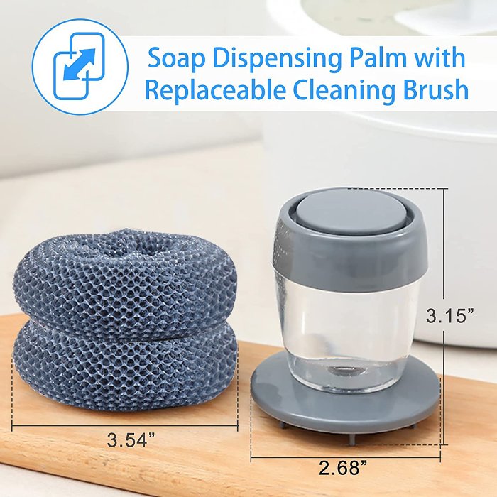 2.0 Soap Dispensing Palm Brush Storage Set【Be Applicable Kitchen/Bathroom/Car cleaning, etc.】