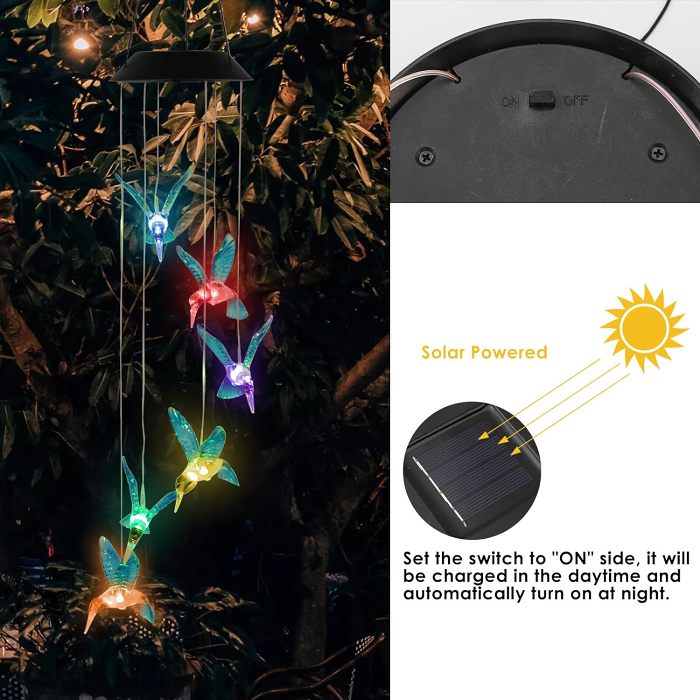 Hummingbird Wind Chime LED Solar