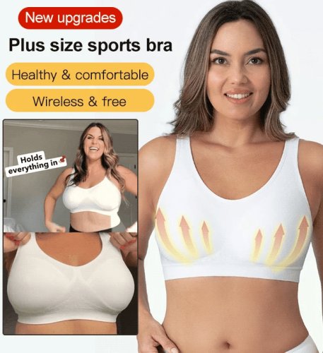 Back closure plus size sports bra for women