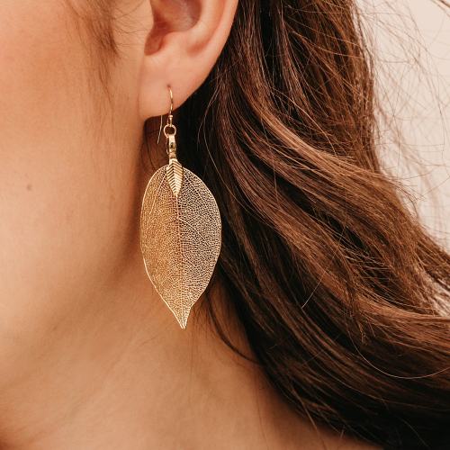 Boho style Real Leaf Earrings & Necklace