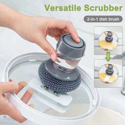 2.0 Soap Dispensing Palm Brush Storage Set【Be Applicable Kitchen/Bathroom/Car cleaning, etc.】