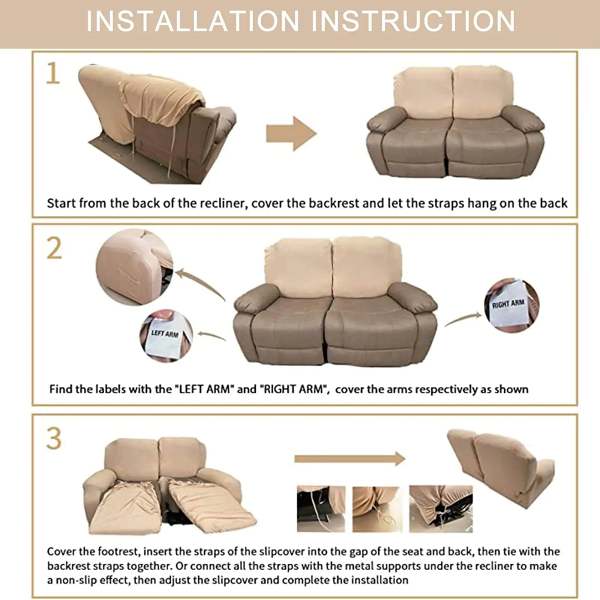 Textured Grid Loveseat Recliner Cover Double Recliner Couch Cover