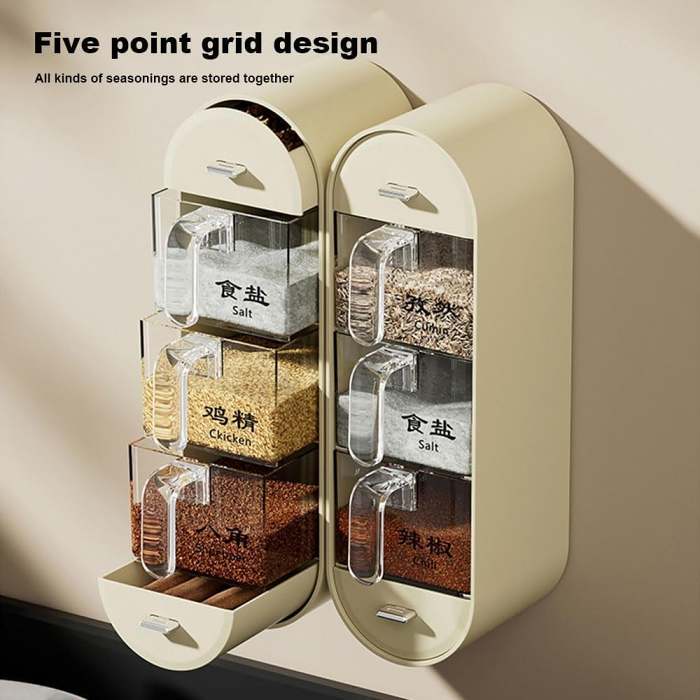 Household Condiment Box No drilling Hangable Condiment Dispenser,for Home Kitchen