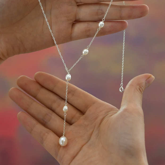 S925 Sterling Silver Natural Freshwater Pearl Pendant Necklace