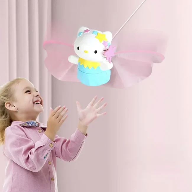 Cartoon cute flying toy kitty with wings