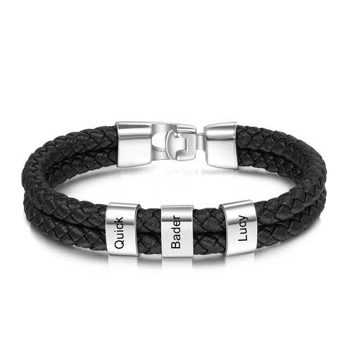 Men Leather Braided Bracelet