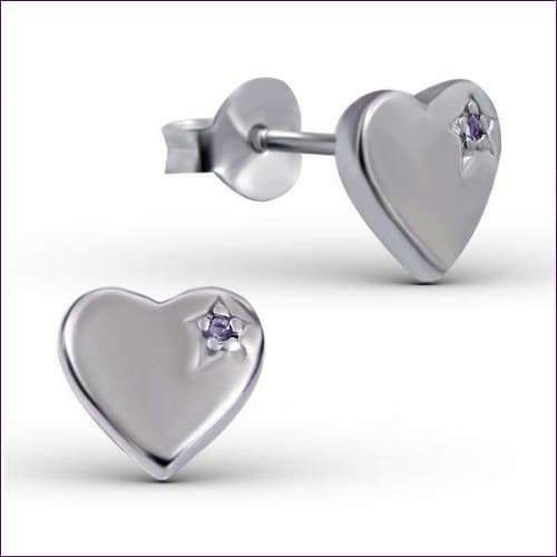 Sterling Silver Zircon Heart Earrings