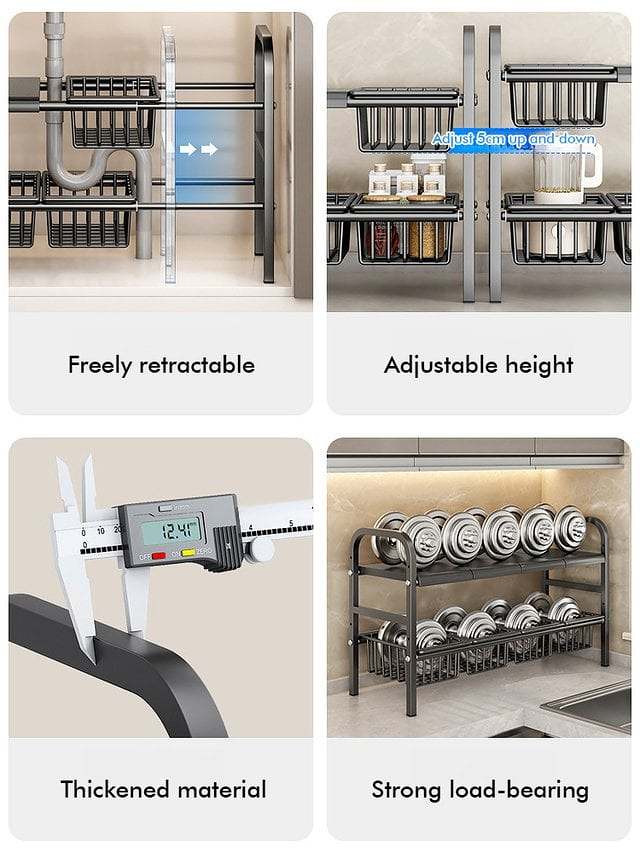 Retractable Under Sink Shelf--N*7 by Veasoon