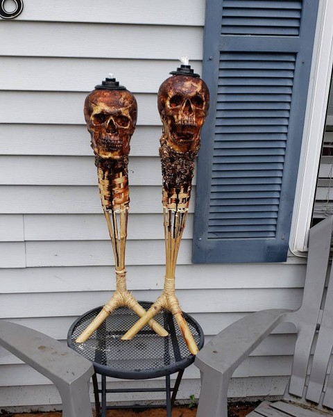 Handmade Skull Tiki Torch