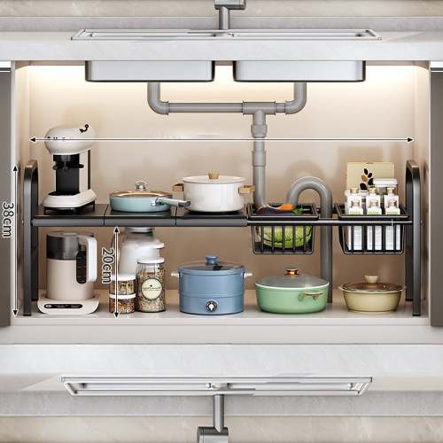Retractable Under Sink Shelf--N*7 by Veasoon