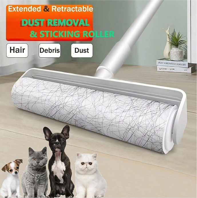 Adjustable Long Handle Sticky Hair Remover Roller