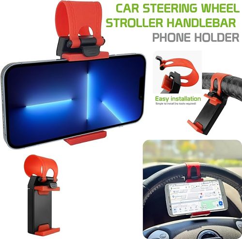 Car Steering Wheel Stroller Handlebar Phone Holder