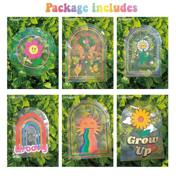 Adsorption Rainbow Glass Window StickersRainbowFlowersCute AnimalsButterflies