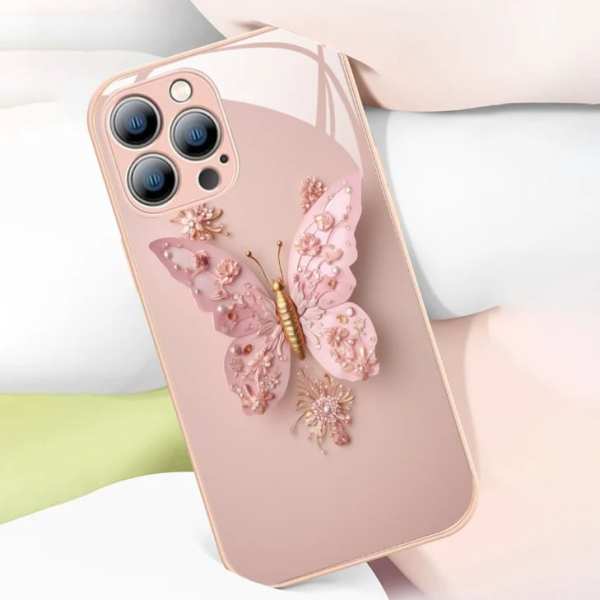 2023 New  Flat 3D Butterfly Pattern Glass Cover Compatible with iPhone （Free Shipping）