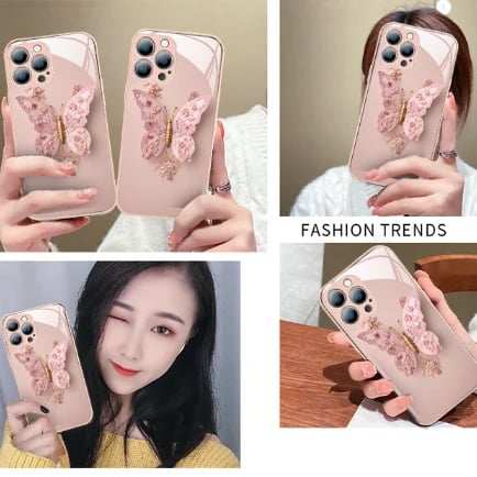 2023 New  Flat 3D Butterfly Pattern Glass Cover Compatible with iPhone （Free Shipping）